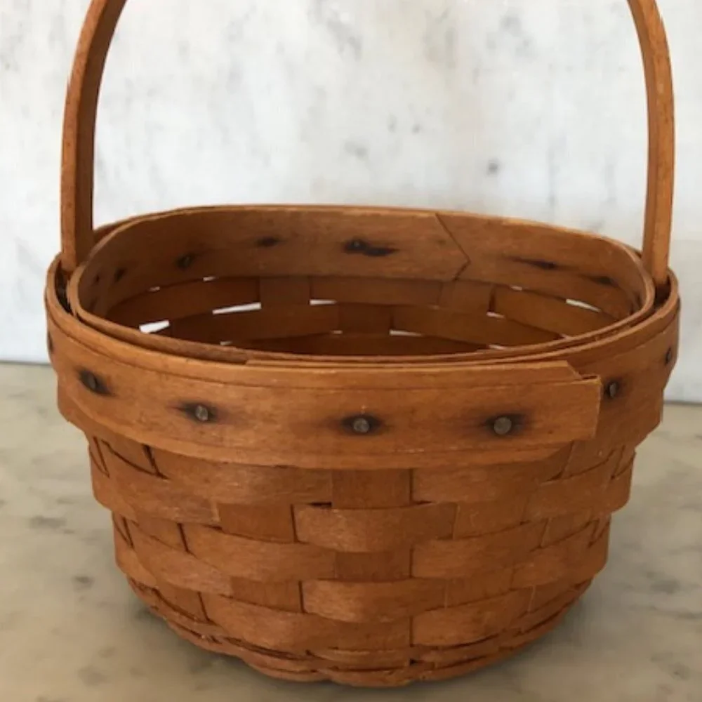 LONGABERGER Discovery Basket 1492-1992 Classic Brown Stain Stationary Handle